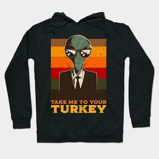 Funny Retro Alien Thanksgiving Hoodie by Emmi Fox Designs